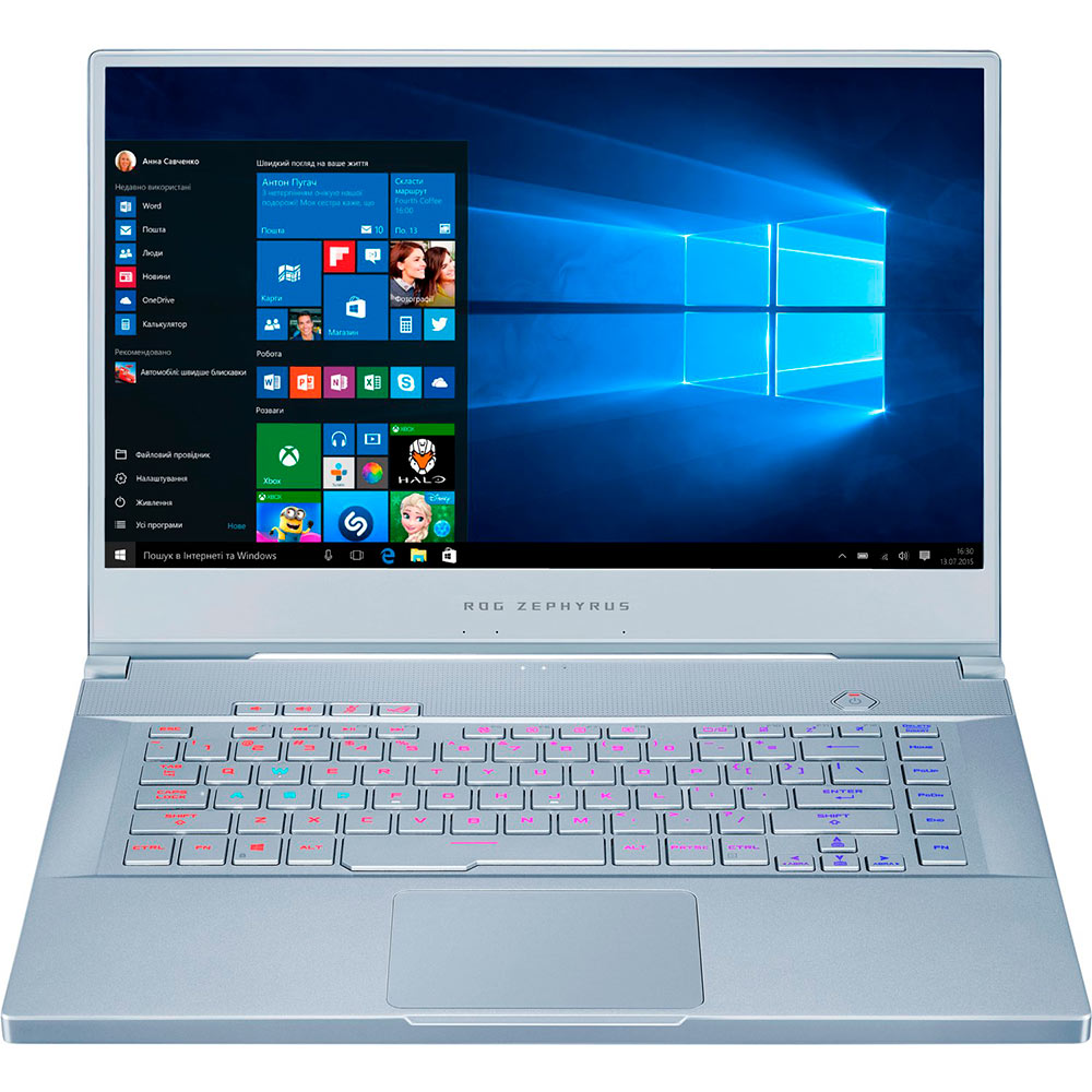 Ноутбук ASUS ROG Zephyrus GX502GW-AZ169T Glacier Blue (90NR01V2-M03310) Диагональ дисплея 15.6