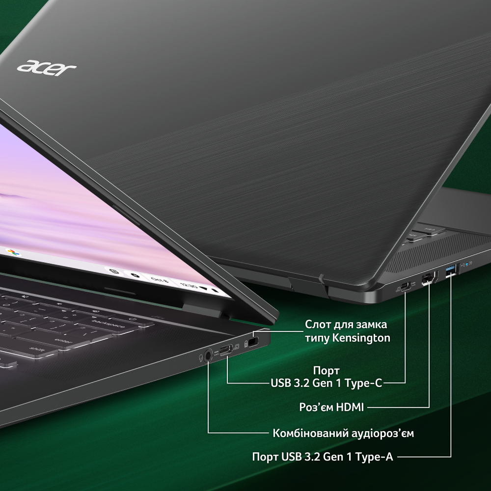 Фото Ноутбук ACER Chromebook Plus з Google AI CB515-2H Steel Gray (NX.KNUEU.001)