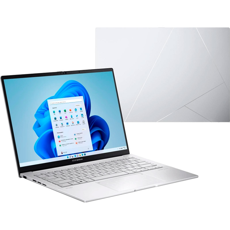 Внешний вид Ноутбук ASUS Zenbook 14 OLED UX3405MA-QD056W Foggy Silver (90NB11R2-M002F0)