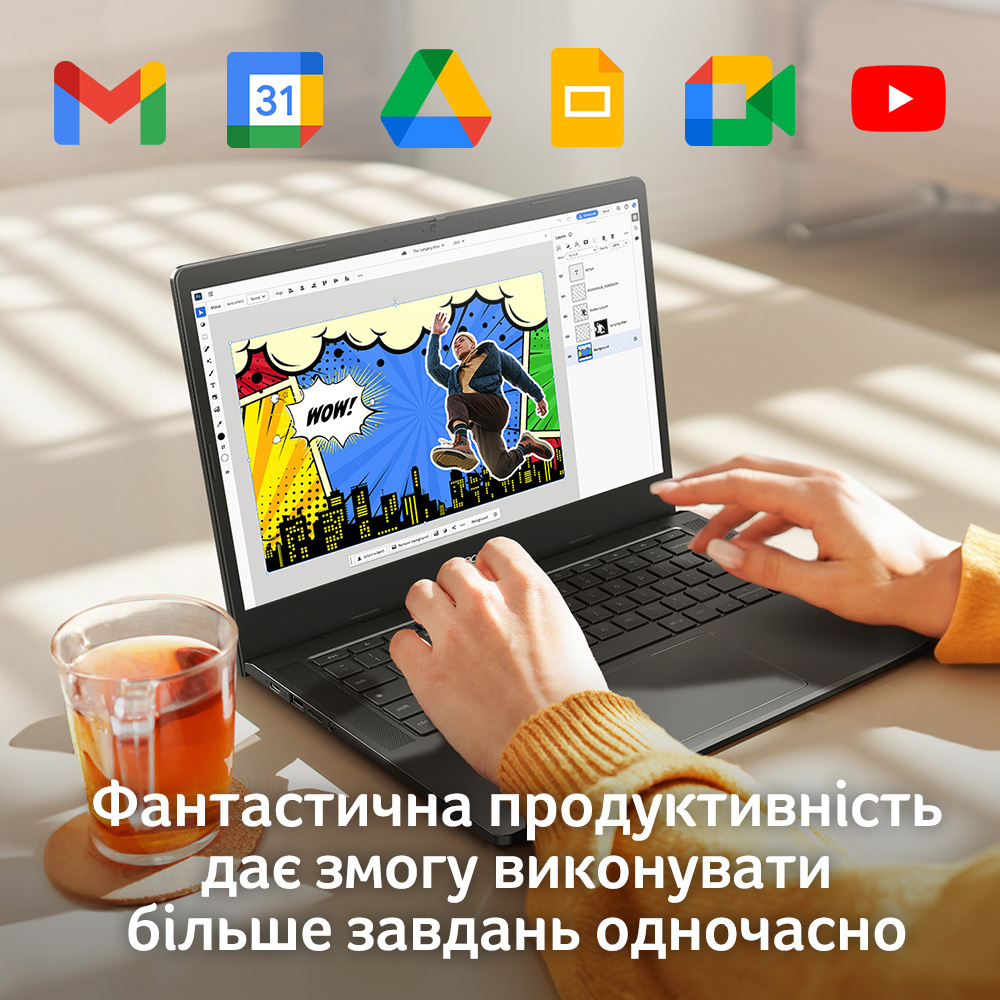 Ноутбук ACER Chromebook Plus з Google AI CB514-4H Steel Gray (NX.KUZEU.001) Роздільна здатність дисплея 1920 x 1080