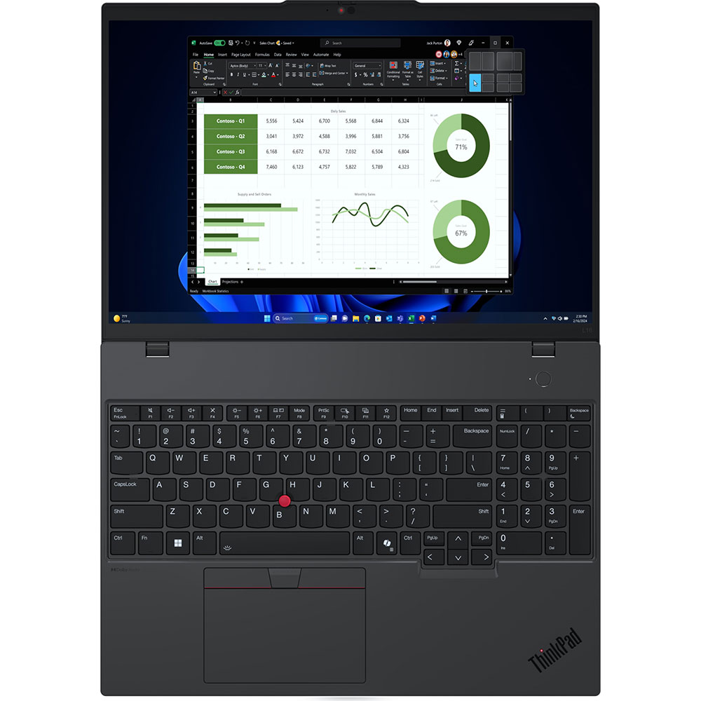 Внешний вид Ноутбук LENOVO ThinkPad L16 Black Gen 1 (21L3002GRA)