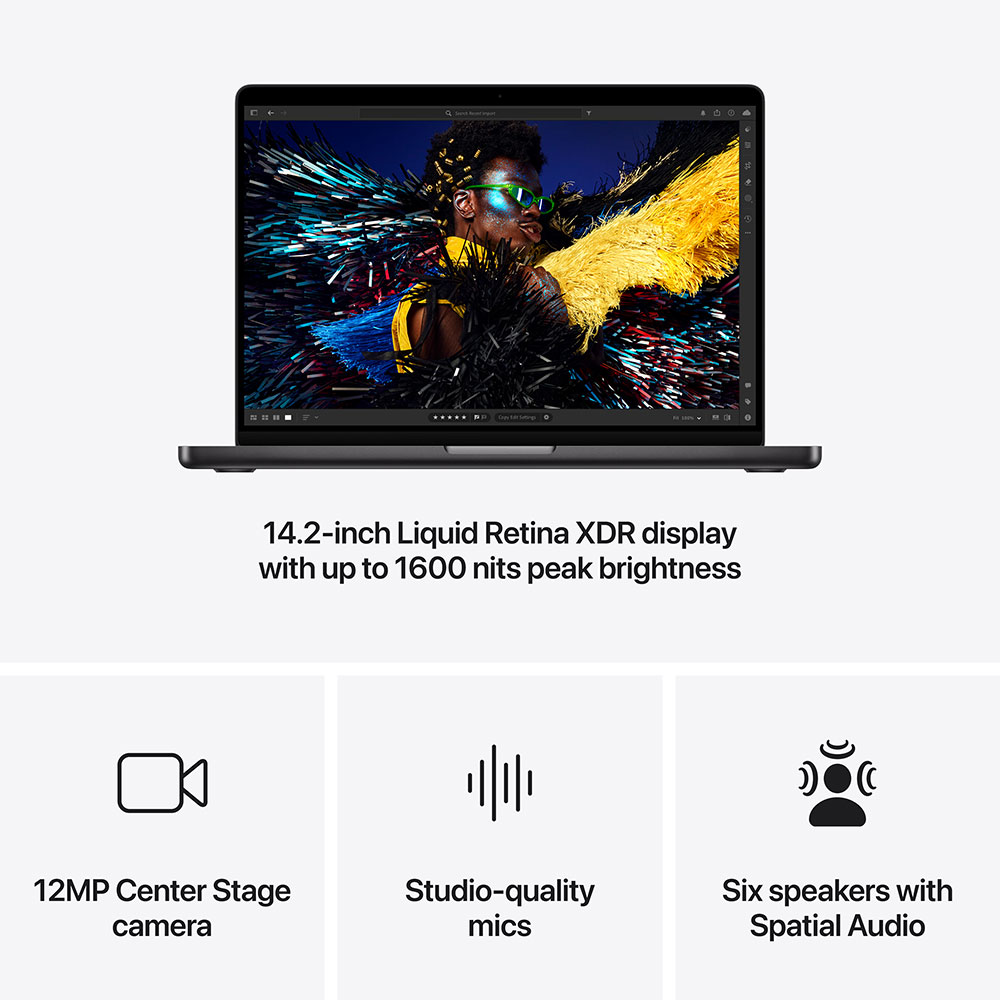 Зовнішній вигляд Ноутбук APPLE MacBook Pro 14 'M4 24/1TB Space Black (MCX04UA/A)