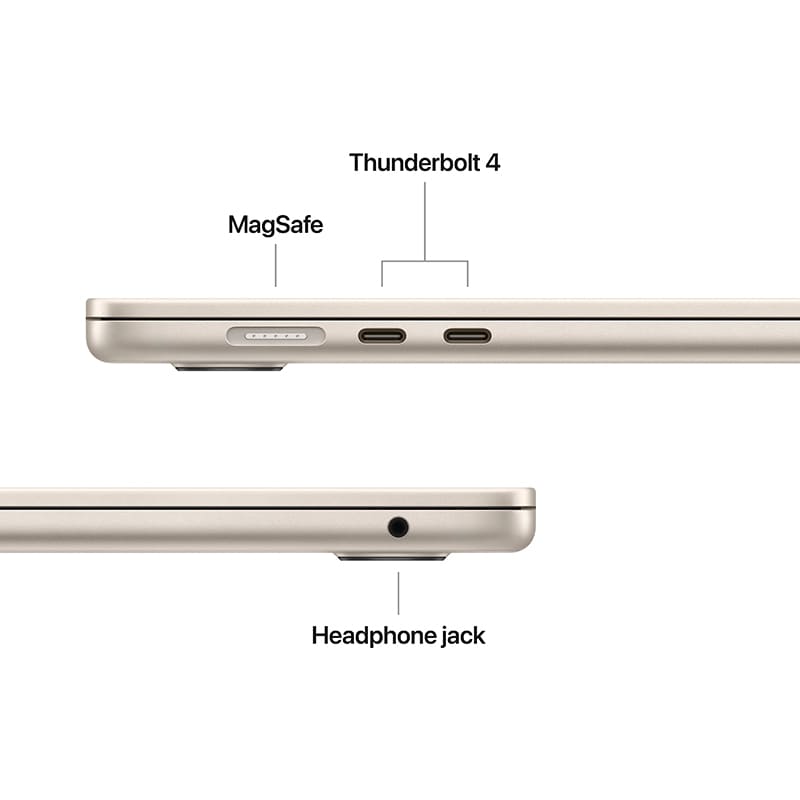 Зовнішній вигляд Ноутбук APPLE MacBook Air 15' M4 24/512GB Starlight (MC6K4UA/A)