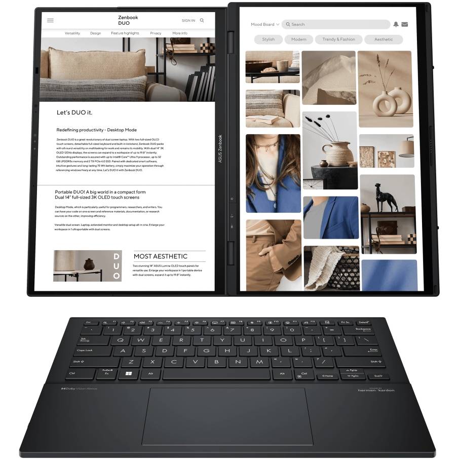 Ноутбук ASUS Zenbook Duo UX8406CA-PZ043W Inkwell Gray (90NB14X1-M001J0) Разрешение дисплея 2880 x 1800