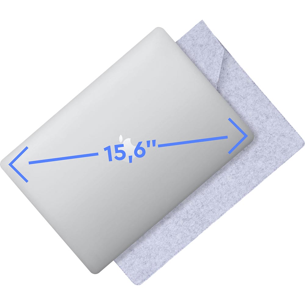 Чехол конверт для ноутбука MacBook Pro 15.6" AIRON Grey (4822356710622) Диагональ экрана 15.6
