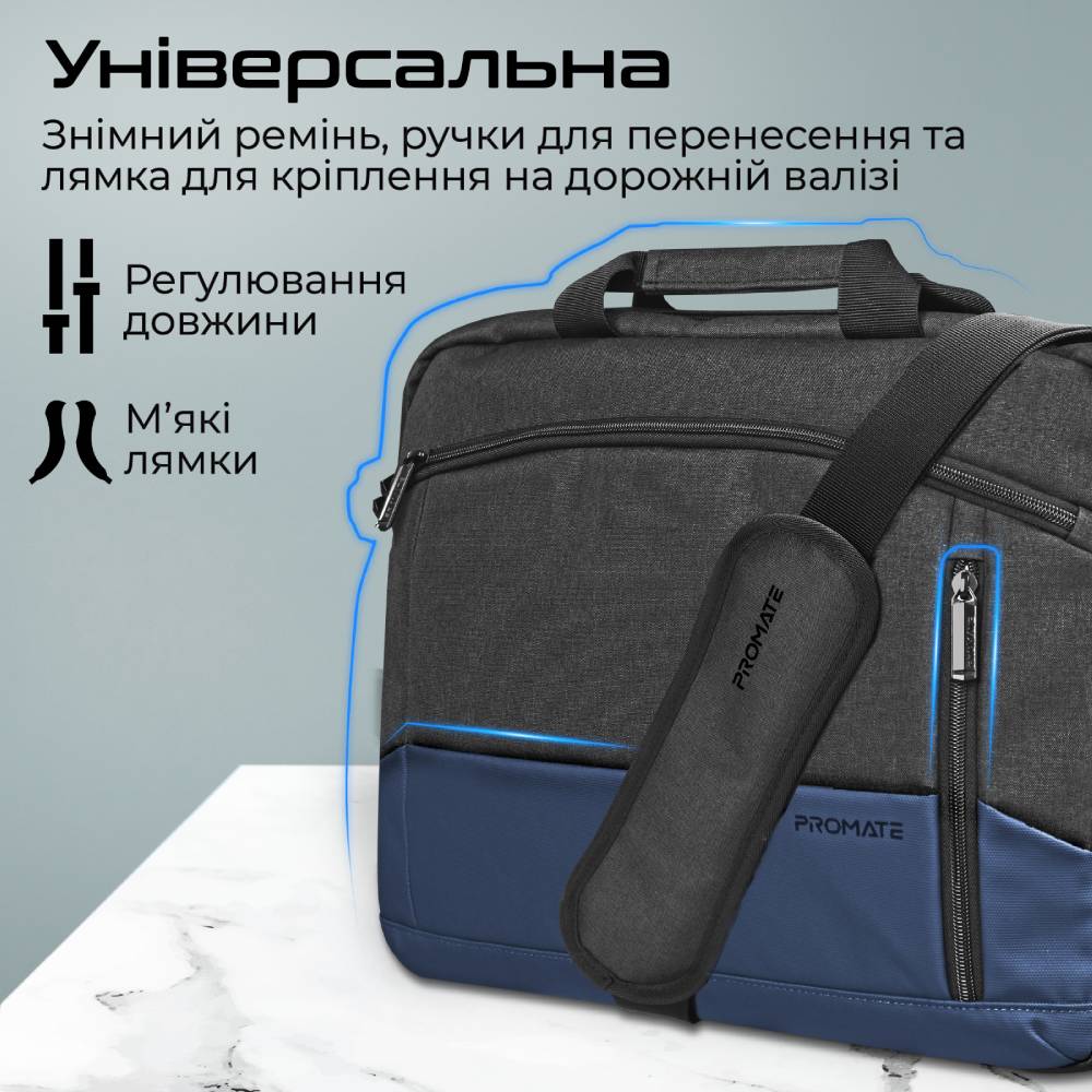 Внешний вид Сумка для ноутбука PROMATE satchel-mb.blue