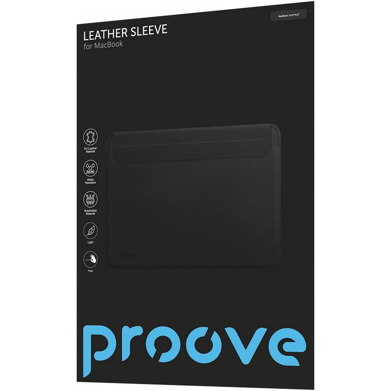 Зовнішній вигляд Чохол для ноутбука PROOVE Leather Sleeve MacBook 15.4"/16.2" Black (55837black)