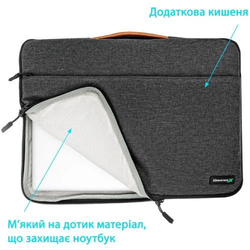 Сумка для ноутбука GRAND-X SLX-14D Dark Grey Диагональ экрана 14