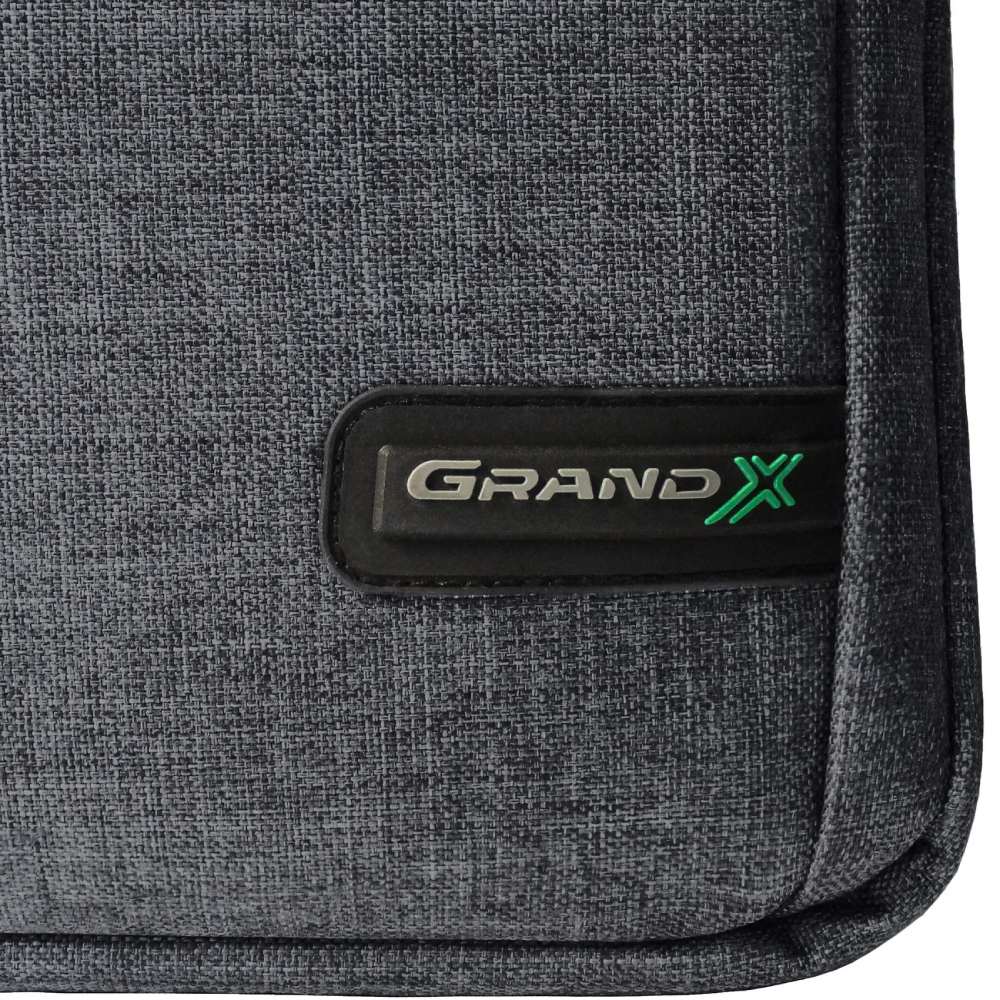 Сумка для ноутбука GRAND-X SB-139D Dark Grey Материал внешняя сторона материала по цвету и структуре напоминает денимовую ткань, а внутренняя - водоотталкивающая; ручки изготовлены из искусственной кожи