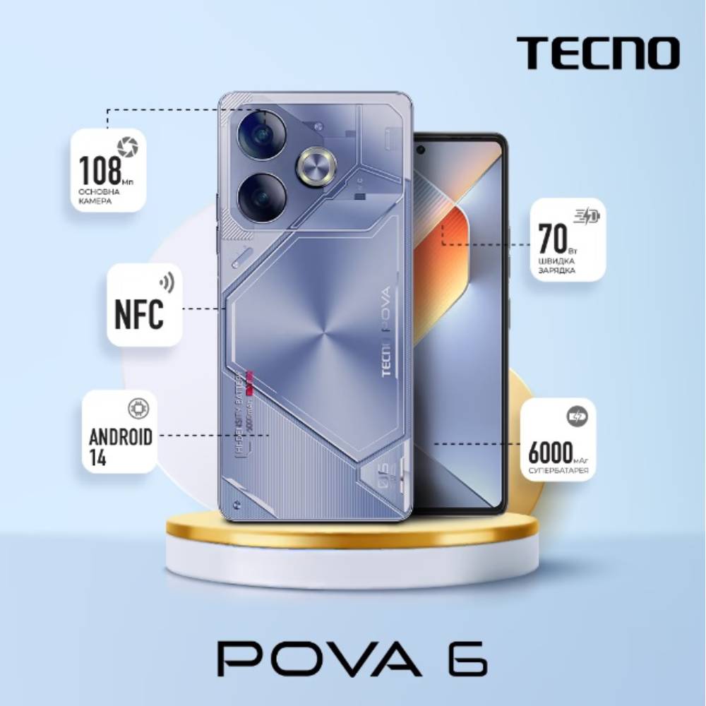 Заказать Смартфон TECNO POVA 6 12/256GB Interstellar Blue (LI7)