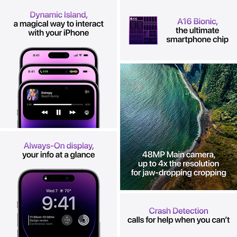 Фото Смартфон BREEZY Apple iPhone 14 Pro Max 512GB e-SIM Deep Purple (REF A) (2AMQ913)