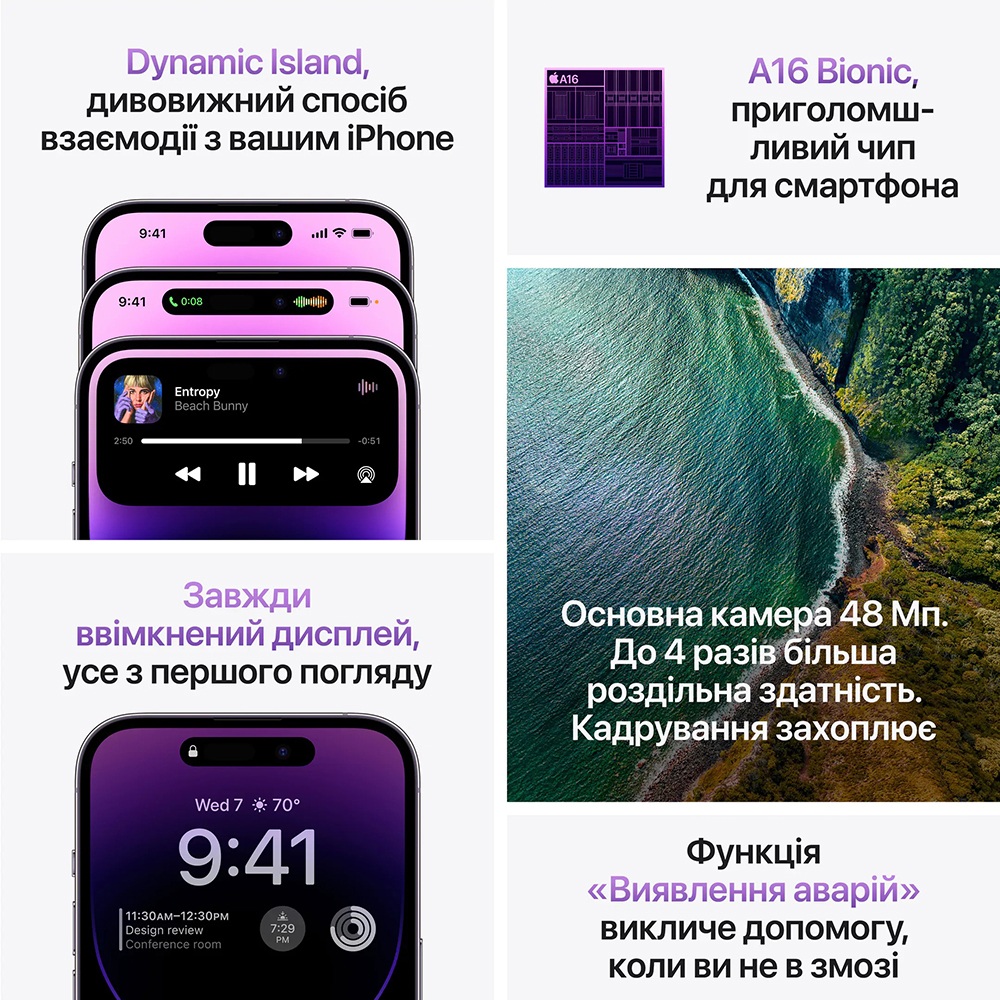 Фото Смартфон FYOOCHA Apple iPhone 14 Pro 128Gb Space Black (iP14Pr12SBk_A) (Grade A)