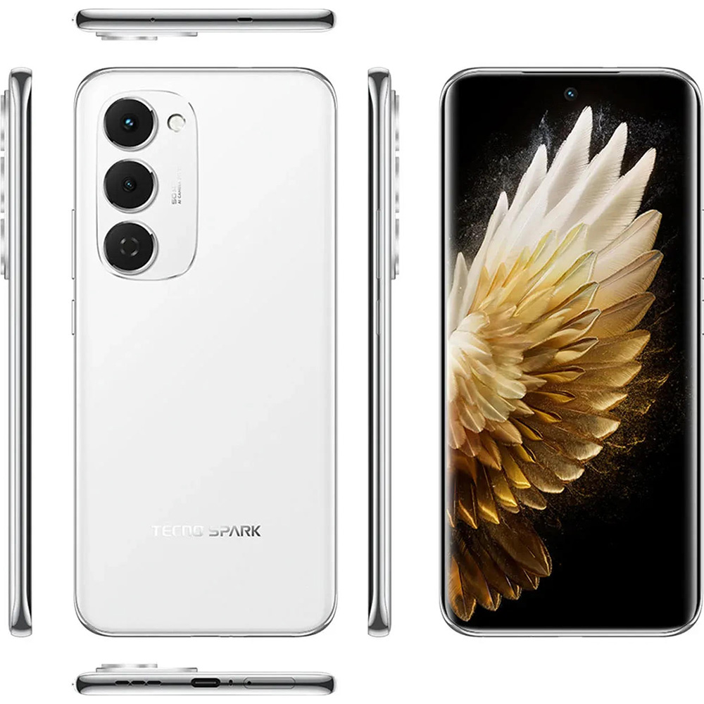 Смартфон TECNO Spark 40 Pro+ 8/256GB Dual Sim Aurora White Внешний вид Смартфон TECNO Spark 40 Pro+ 8/256GB Dual Sim Aurora White