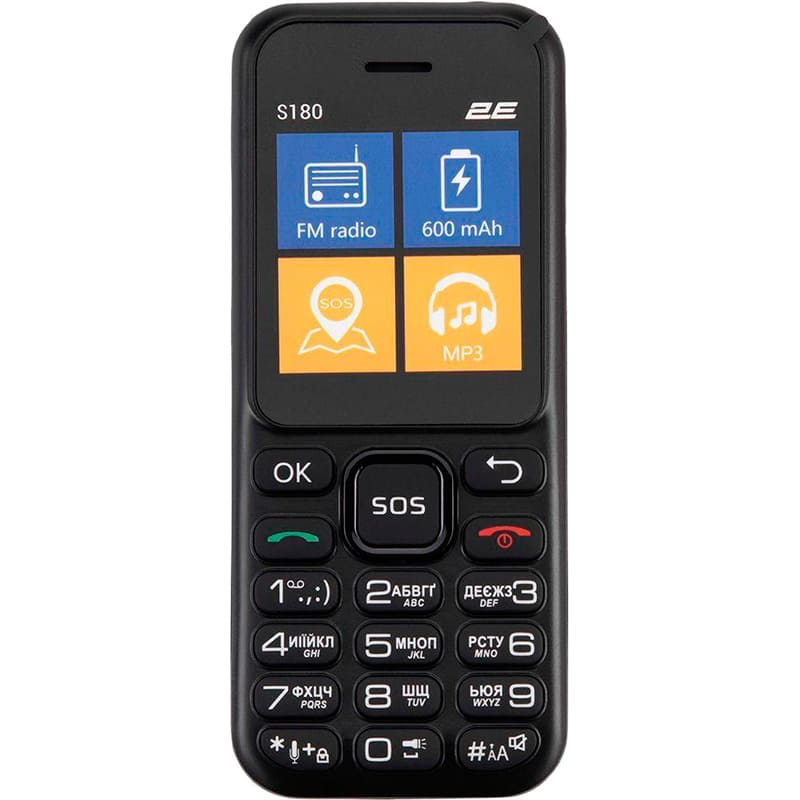 Мобільний телефон 2E S180 2024 DualSim Black (694743653885)