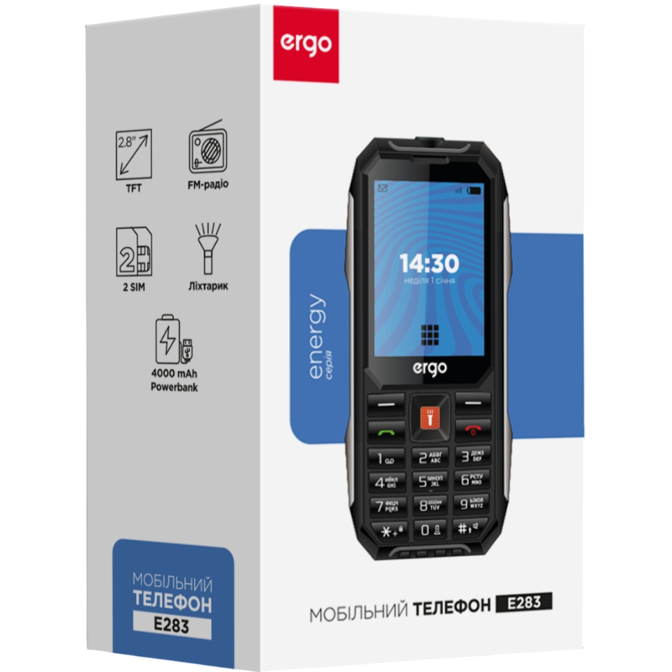 Внешний вид Мобильный телефон ERGO E283 Dual Sim Black