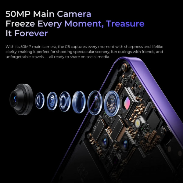 Зовнішній вигляд Смартфон OUKITEL C6 5G 12/512GB Purple (C6_5G_12_512_PL)