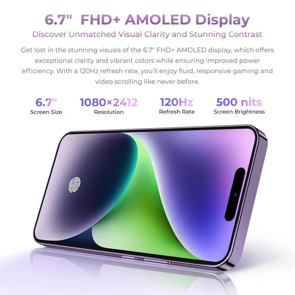 Смартфон OUKITEL P1 8/256GB purple (P1_PL) Диагональ дисплея 6.7