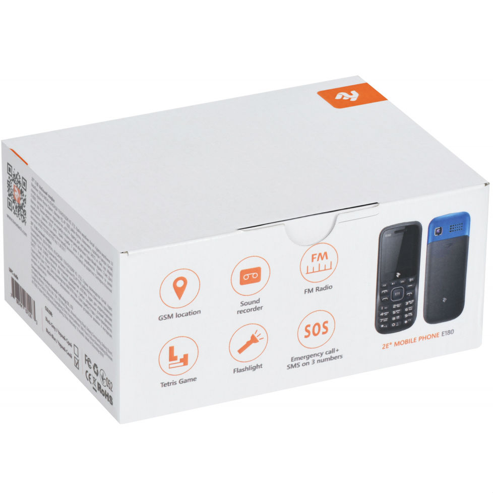 Зображення Мобільний телефон 2E E180 DualSim Black-Blue (708744071163)