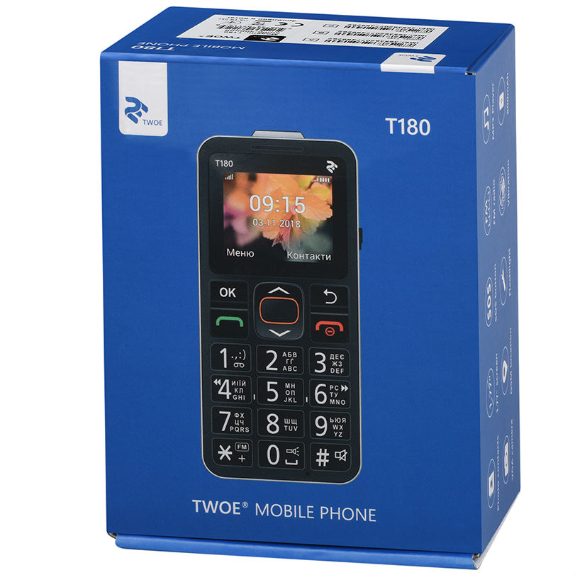 В Україні Мобільний телефон 2E T180 SingleSim Black (708744071125)