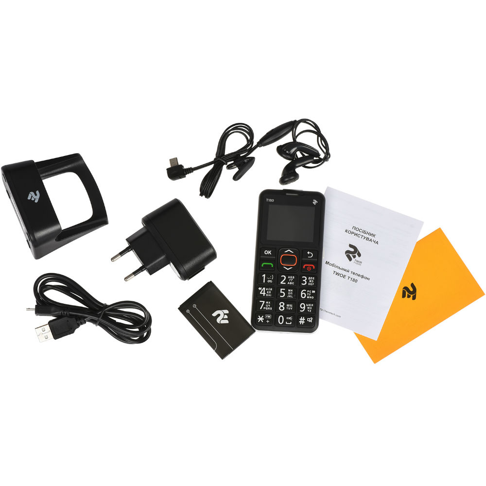 Зображення Мобільний телефон 2E T180 SingleSim Black (708744071125)