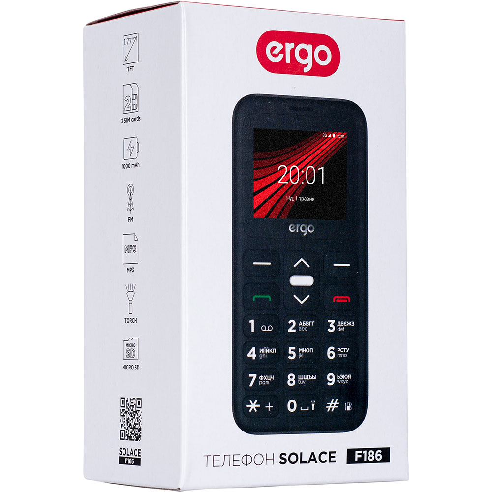 Фото Мобільний телефон ERGO F186 Solace Dual Sim Black