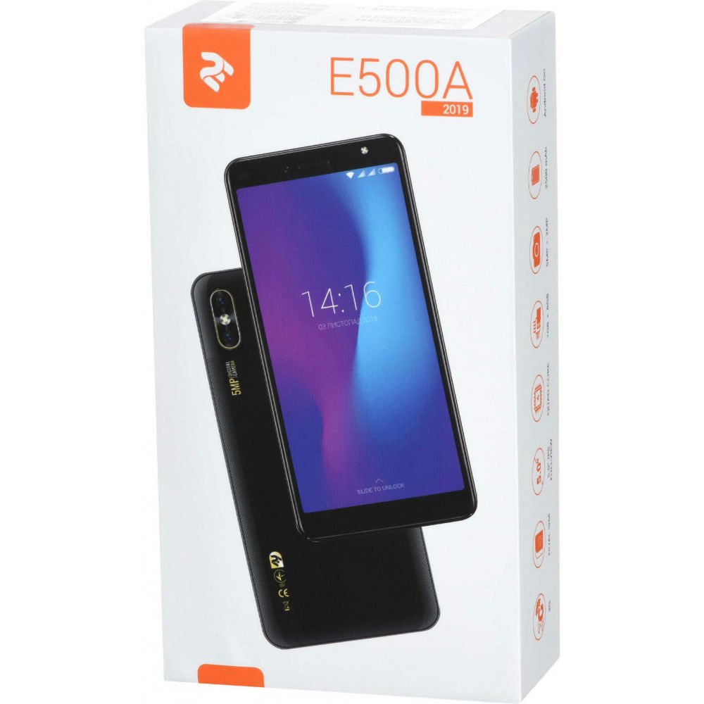 В Украине Смартфон 2E E500A 2019 1/8 Gb Dual Sim Black (680051628677)