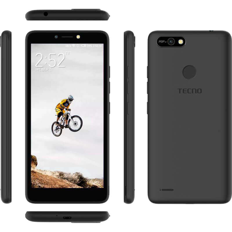 Зовнішній вигляд Смартфон Tecno POP 2F (B1F) 1/16GB Dual Sim Midnight Black