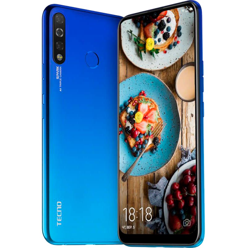 Смартфон TECNO Spark 4 KC8 2/32GB Dual Sim Vacation Blue (4895180751592) Вбудована пам’ять, Гб 32