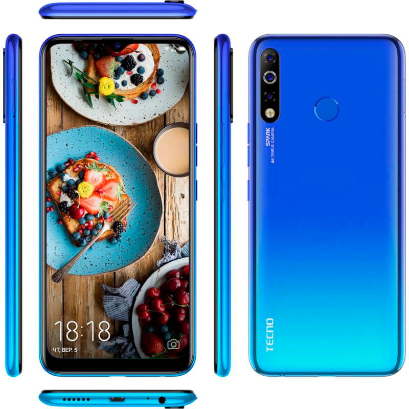 Фото Смартфон TECNO Spark 4 KC8 2/32GB Dual Sim Vacation Blue (4895180751592)