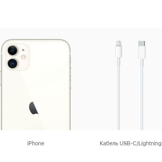 Зовнішній вигляд Смартфон APPLE iPhone 11 128GB White (MHDJ3) (без адаптера)