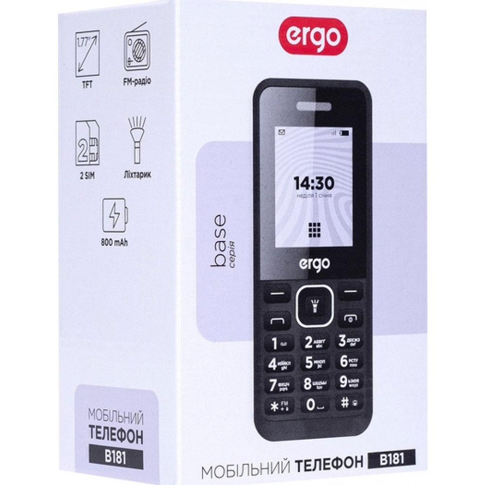 Изображение Мобильный телефон Ergo B181 Dual Sim Black