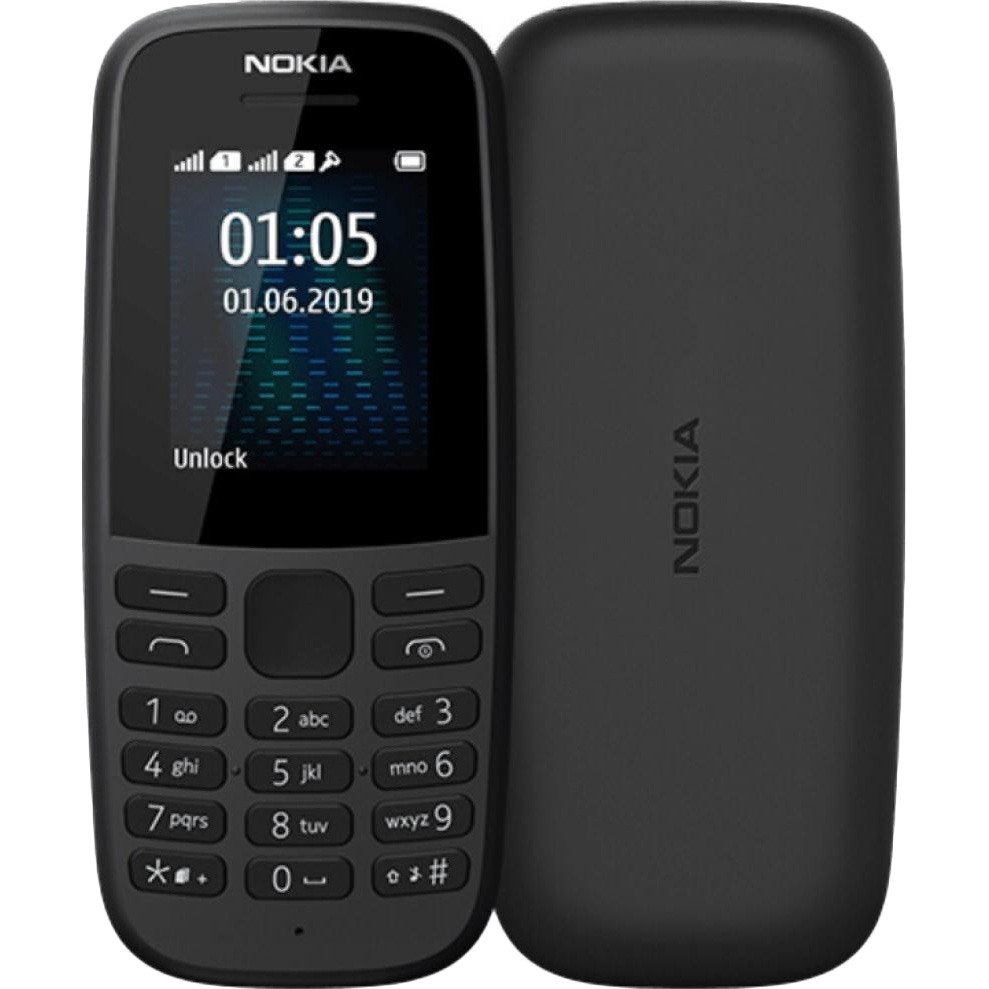 Мобильный телефон Nokia 105 TA-1203 Single Sim 2019 Black Slim Box (без зарядного устройства)