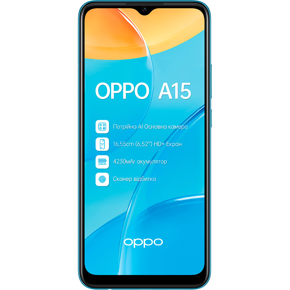 Смартфон OPPO A15 2/32 Gb Dual Sim Mystery Blue Встроенная память, Гб 32