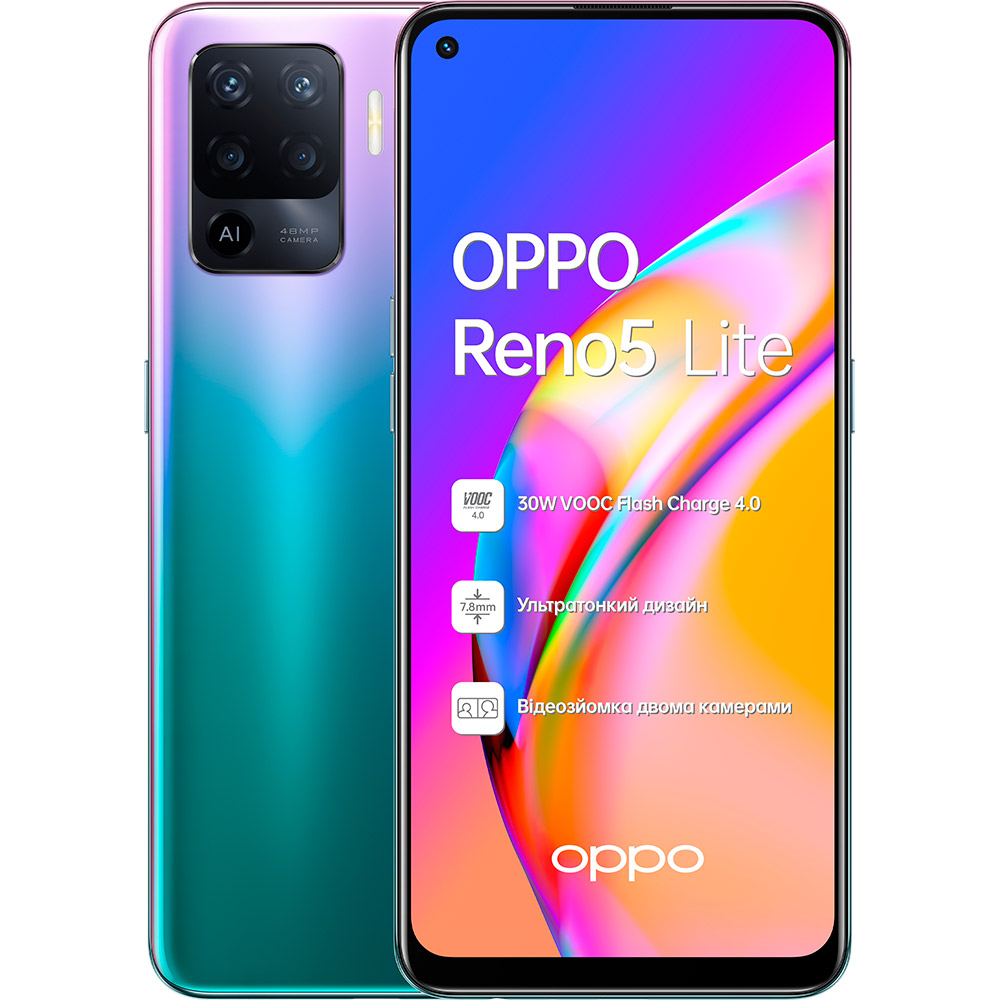 

Смартфон OPPO Reno5 Lite 8/128 Gb Dual Sim Purple, Reno5 Lite 8/128GB (fantastic purple)