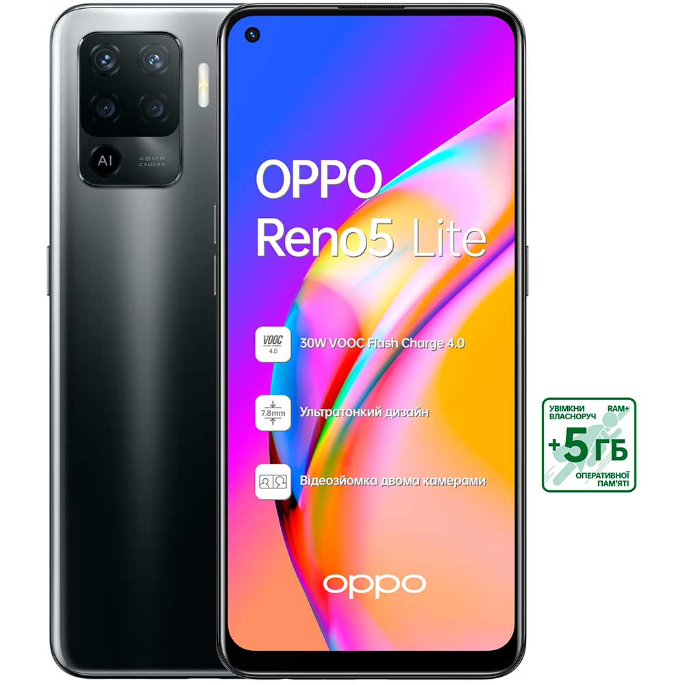 Смартфон OPPO Reno5 Lite 8/128 Gb Dual Sim Black Встроенная память, Гб 128