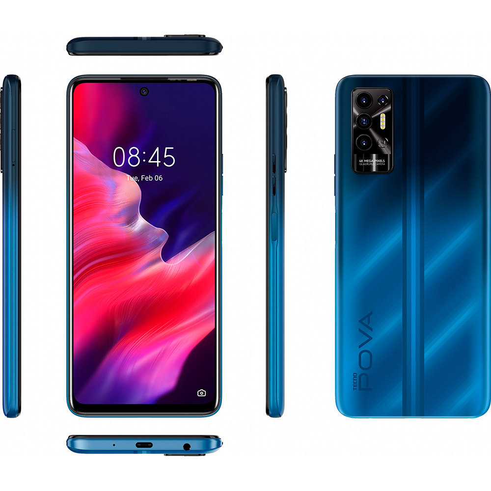 Фотографии Смартфон Tecno POVA 2 4/64GB Dual Sim Energy Blue  (4895180768477) - качественные фото - Фокстрот