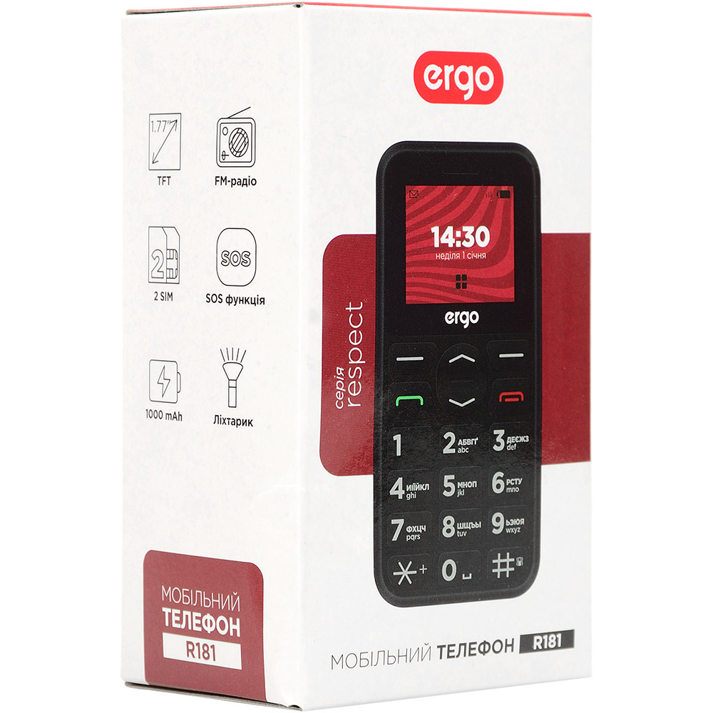 Мобильный телефон ERGO R181 Dual Sim Black