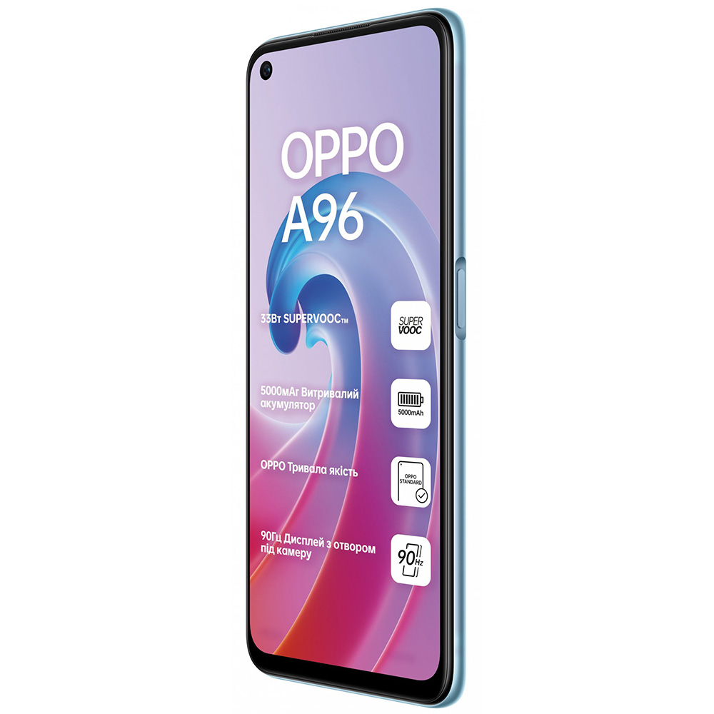 Зовнішній вигляд Смартфон OPPO A96 6/128GB Sunset Blue (6932169306140)