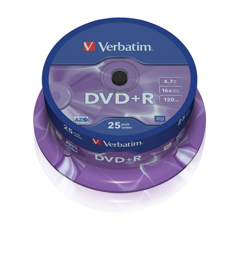 Носії інформації VERBATIM DVD+R 4,7 Gb 16x Cake 25 pcs Silver 43500