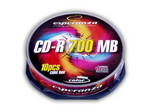 Носители инфомации ESPERANZA CD-R 700Mb 52x Cake 10 pcs Color