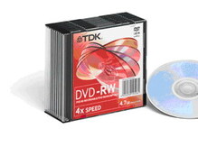 Носители инфомации TDK DVD-RW 4,7Gb 2x Slim 10 pcs