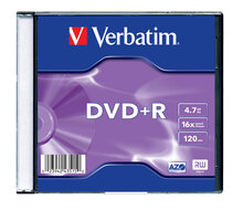 Носители инфомации VERBATIM DVD+R 4,7Gb 16x Slim 1 pcs 43515