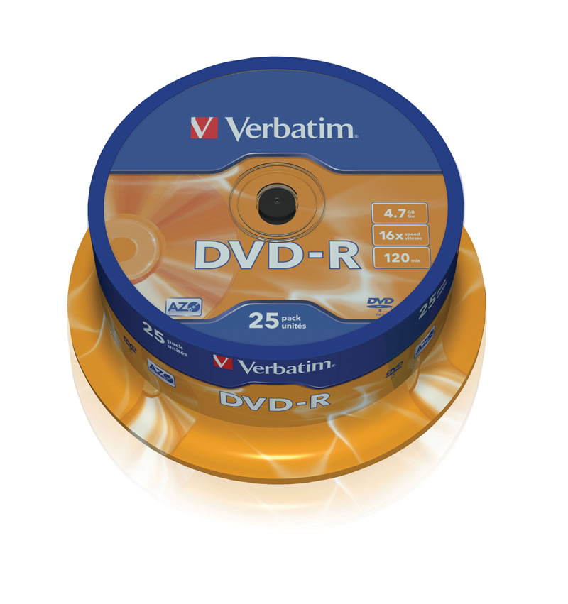 Носители инфомации VERBATIM DVD-R 4,7Gb 16x Cake 25 pcs 43522