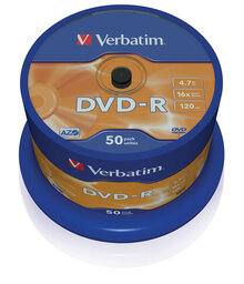 Носители информации VERBATIM DVD-R 4,7Gb 16x Cake 50 pcs 43548