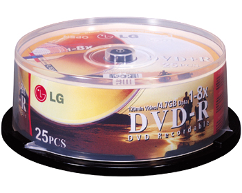 Носії інформації LG Disk DVD-R 4.7 Gb 8x Cake 25 pcs