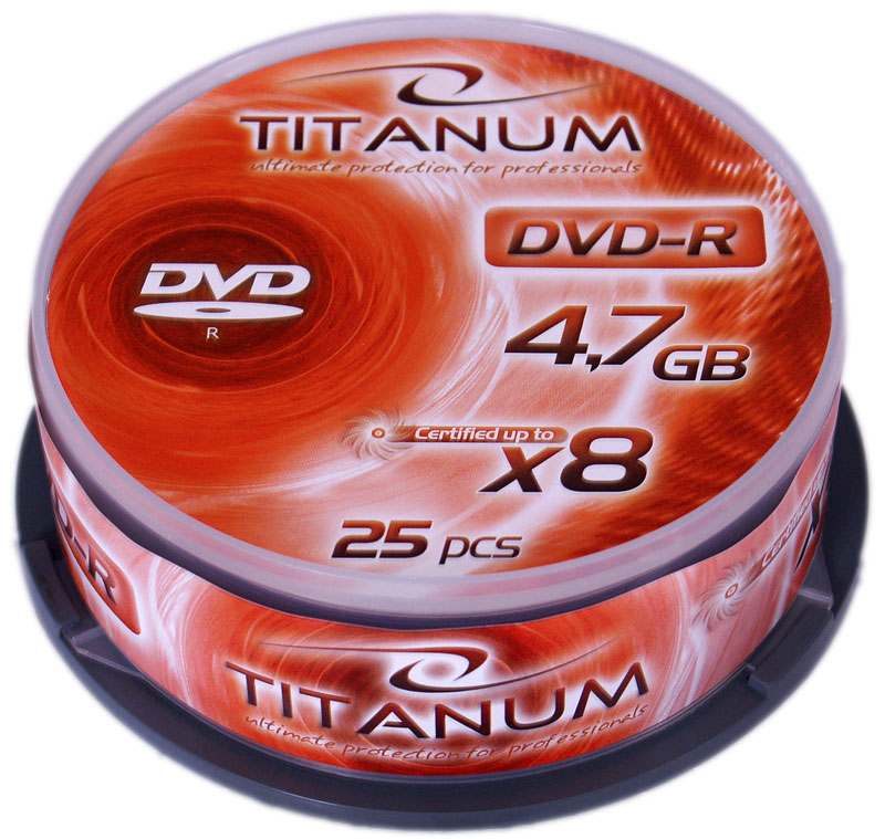 Носители инфомации TITANUM DVD-R 4.7Gb 8x Cake 25 pcs