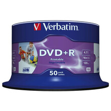 Носители информации VERBATIM DVD+R 4.7Gb 16x Cake 50 pcs Printable