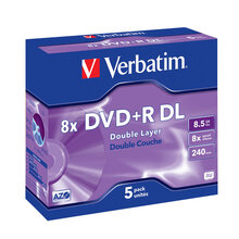 Носители инфомации VERBATIM DVD+R 8,5Gb DL 8x Jewel 5 pcs 43541