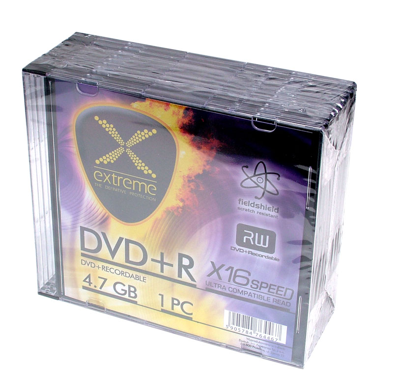 Носители инфомации EXTREME DVD+R 4.7Gb 4x Slim