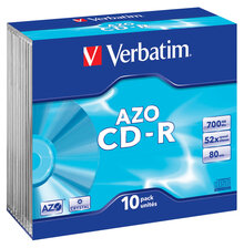 Носители инфомации VERBATIM CD-R 700Mb 52x Slim 10 pcs Crystal 43342